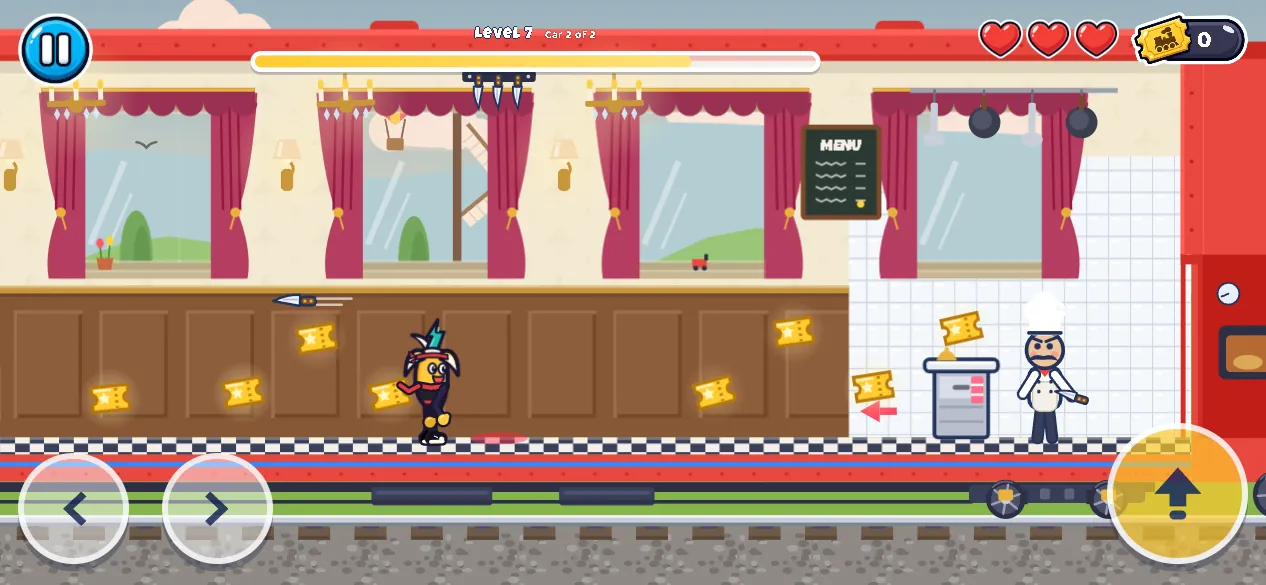 Wagon Run chef throwing knives in the dining car